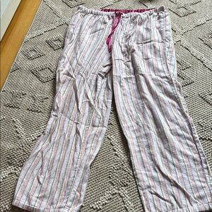 Striped Pajama Pants with Pink Drawstring